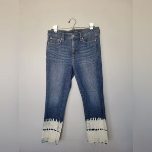 Lauren Ralph Lauren Cropped Straight Leg Dip Tie Dyed Denim Jeans SZ 8P